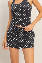 Polka Dot Drawstring Lounge Shorts -