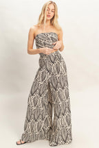 Tropical Print Strapless Pant Set -