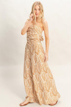 Tropical Print Strapless Pant Set -