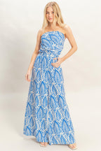 Tropical Print Strapless Pant Set -