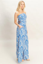 Tropical Print Strapless Pant Set -