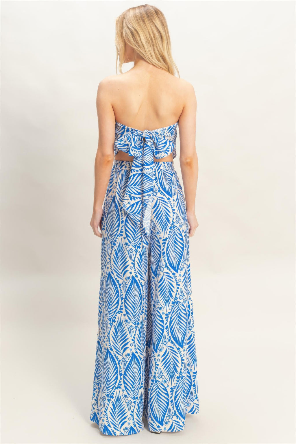 Tropical Print Strapless Pant Set -