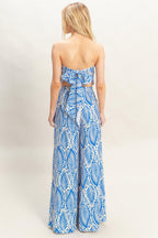 Tropical Print Strapless Pant Set -