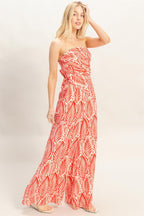 Tropical Print Strapless Pant Set -