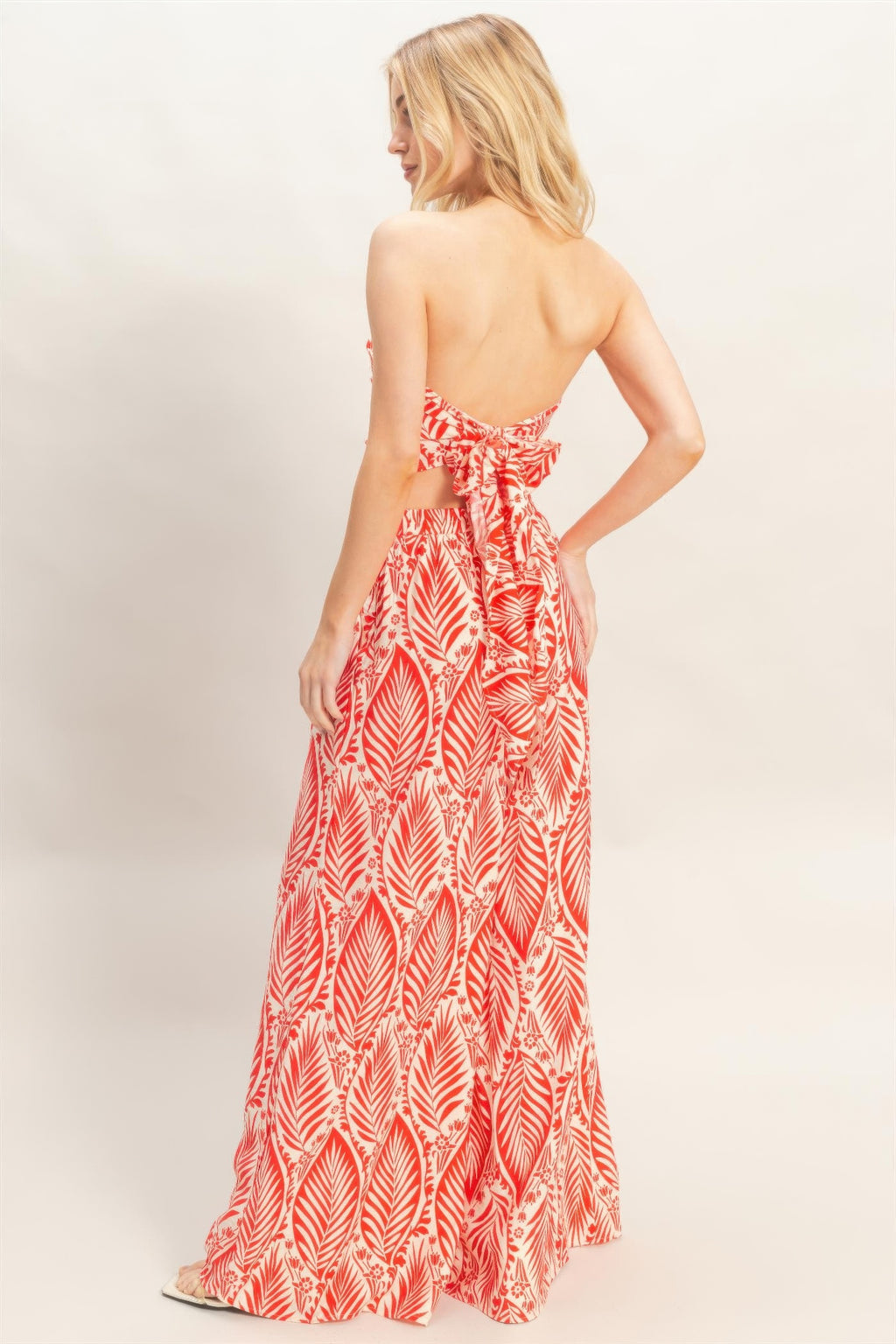 Tropical Print Strapless Pant Set -