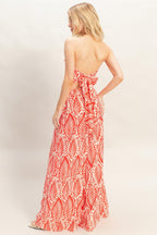 Tropical Print Strapless Pant Set -