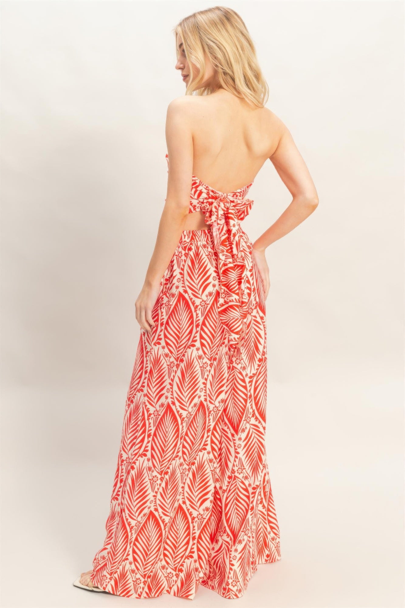 Tropical Print Strapless Pant Set -