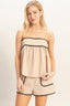 Scallop Trim Babydoll Cami Top - Beige