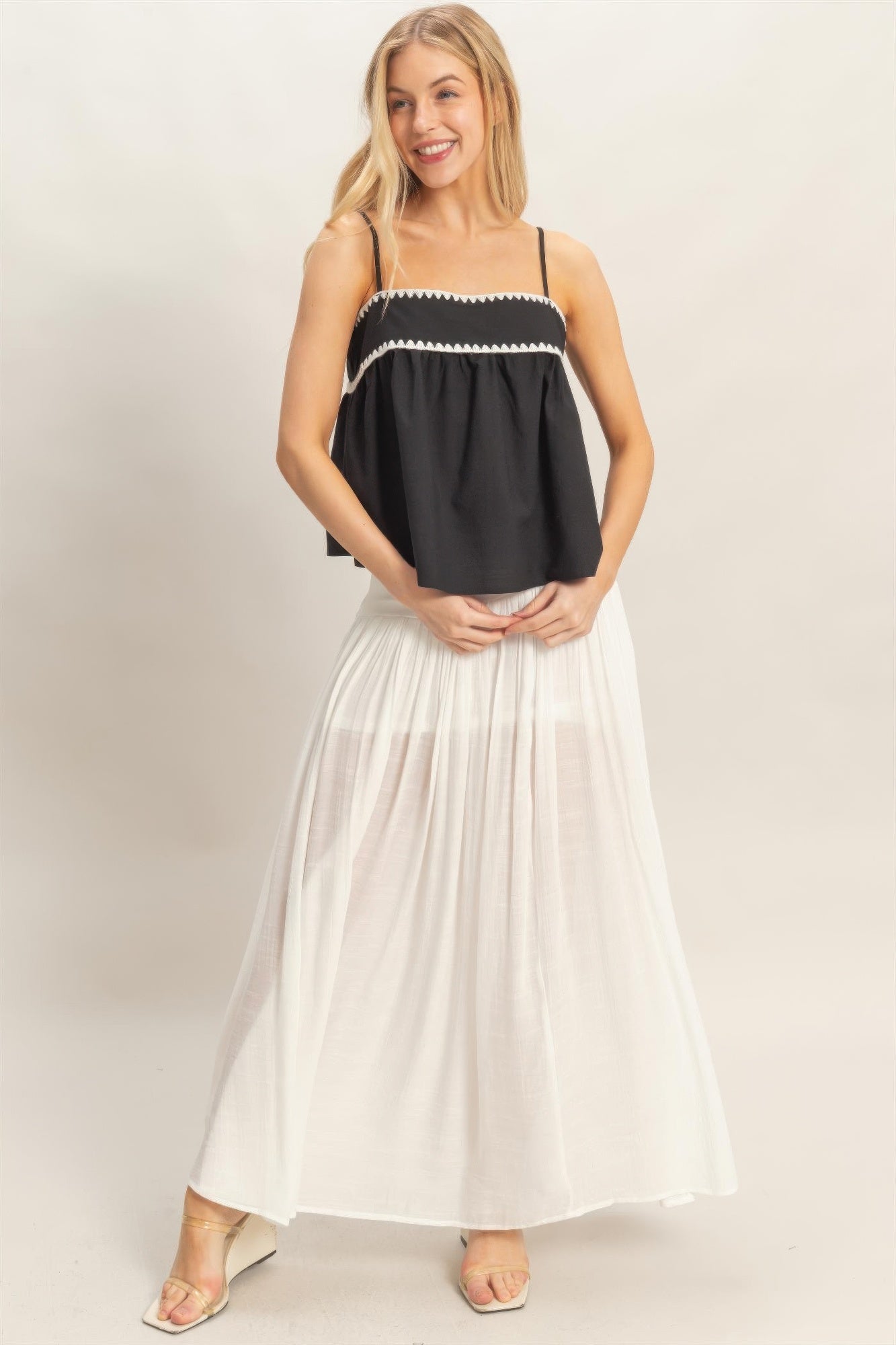 Scallop Trim Babydoll Cami Top -