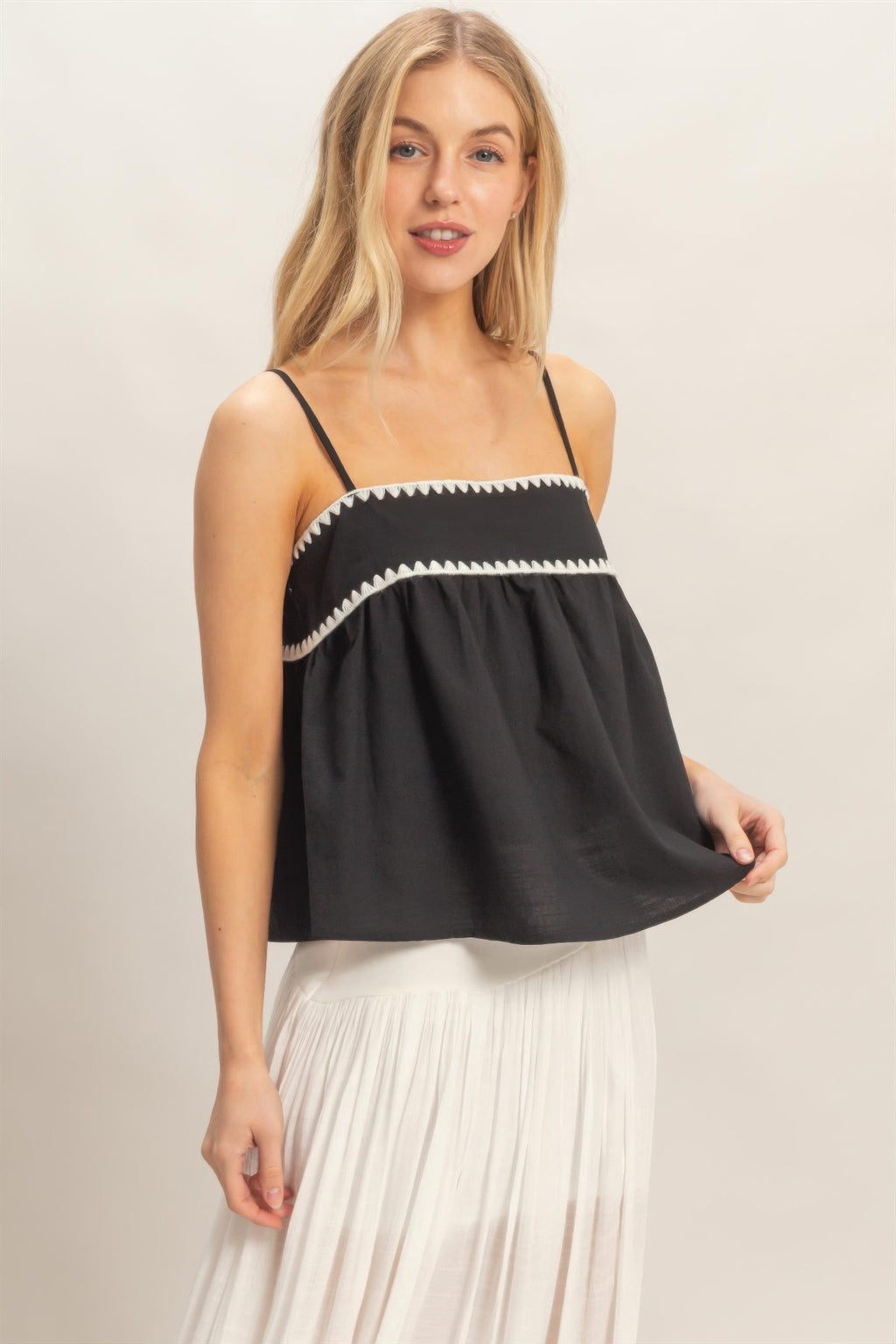 Scallop Trim Babydoll Cami Top -