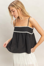 Scallop Trim Babydoll Cami Top -