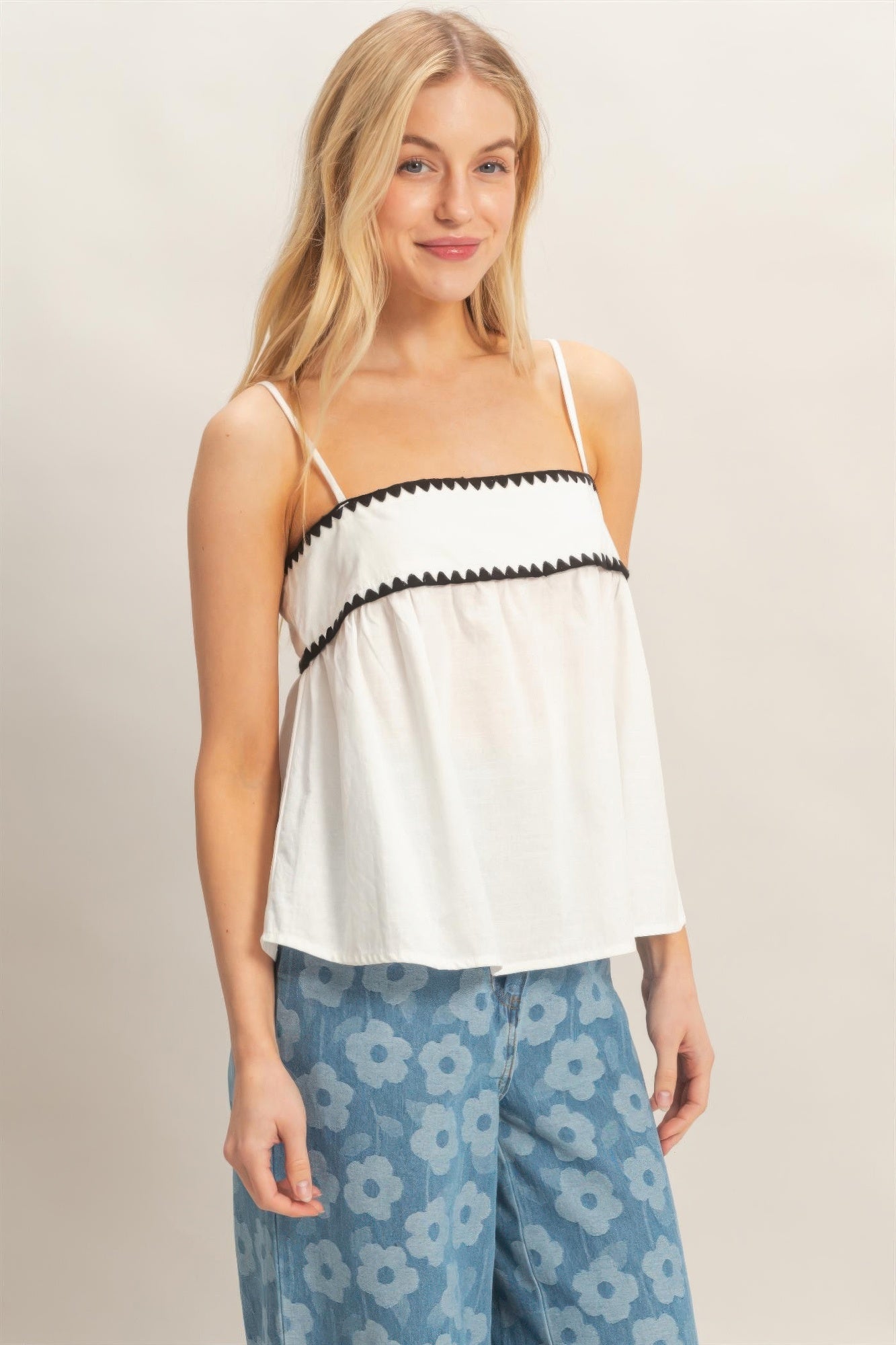 Scallop Trim Babydoll Cami Top -