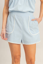 Scallop Trim Pocket Shorts -