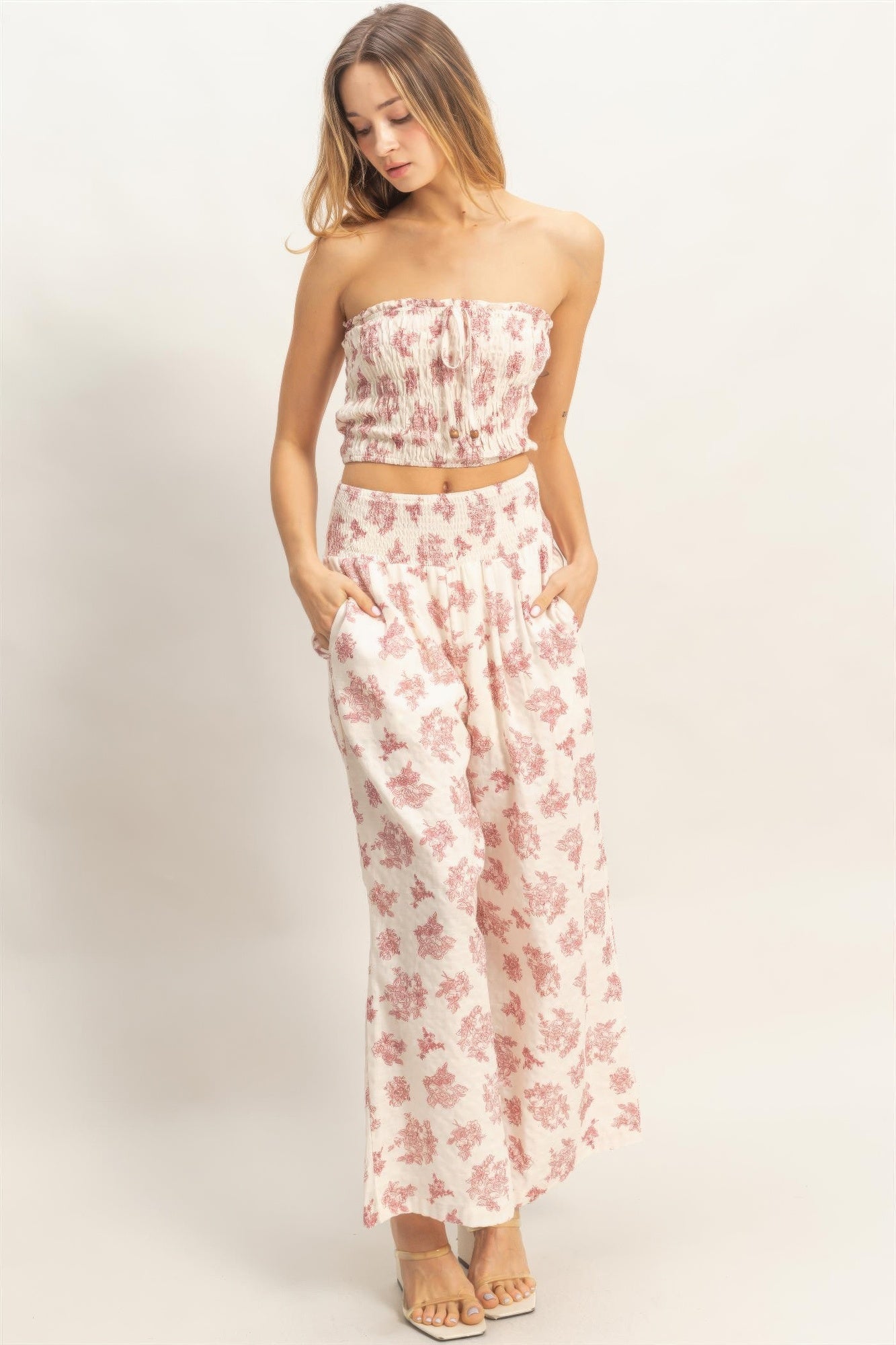 Floral Smocked Bandeau Pants Set - Main image