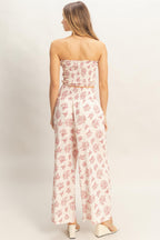 Floral Smocked Bandeau Pants Set -