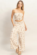 Floral Smocked Bandeau Pants Set -
