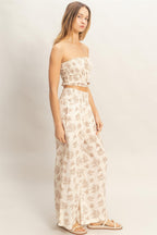 Floral Smocked Bandeau Pants Set -