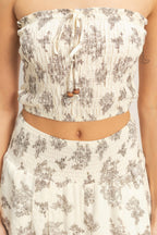 Floral Smocked Bandeau Pants Set -