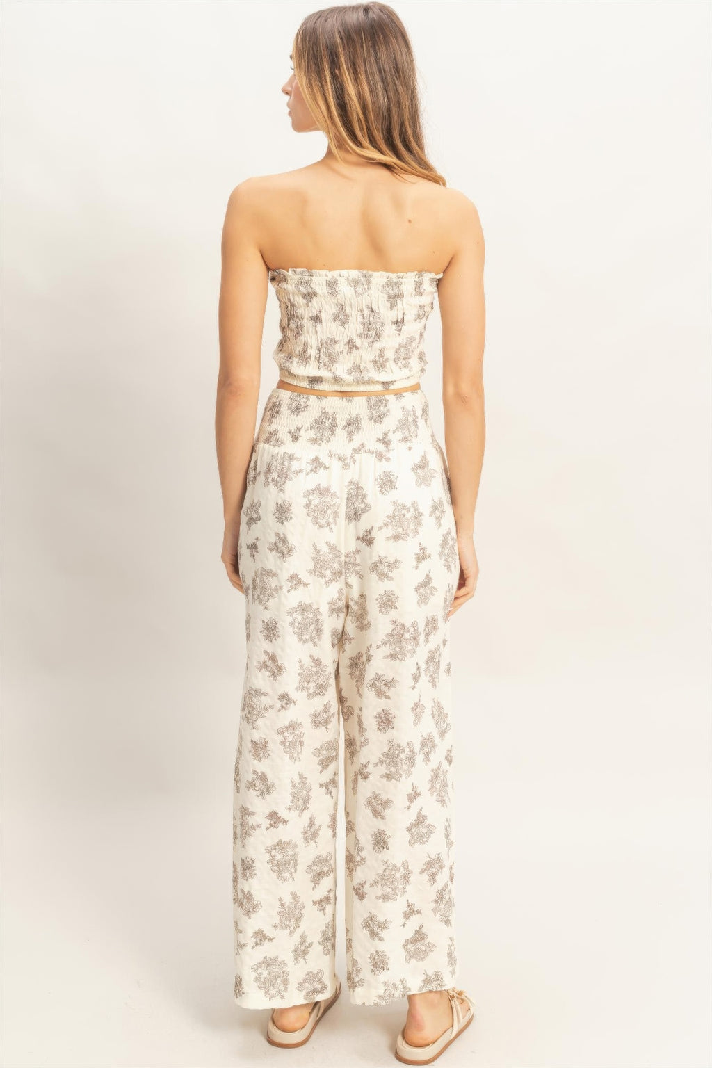 Floral Smocked Bandeau Pants Set -