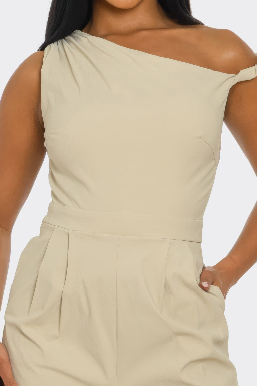 Draped One-Shoulder Wide-Leg Jumpsuit -