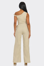 Draped One-Shoulder Wide-Leg Jumpsuit -
