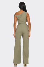 Draped One-Shoulder Wide-Leg Jumpsuit -