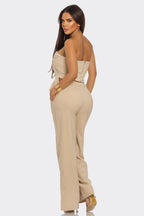 Strapless Peplum Wide-Leg Set -