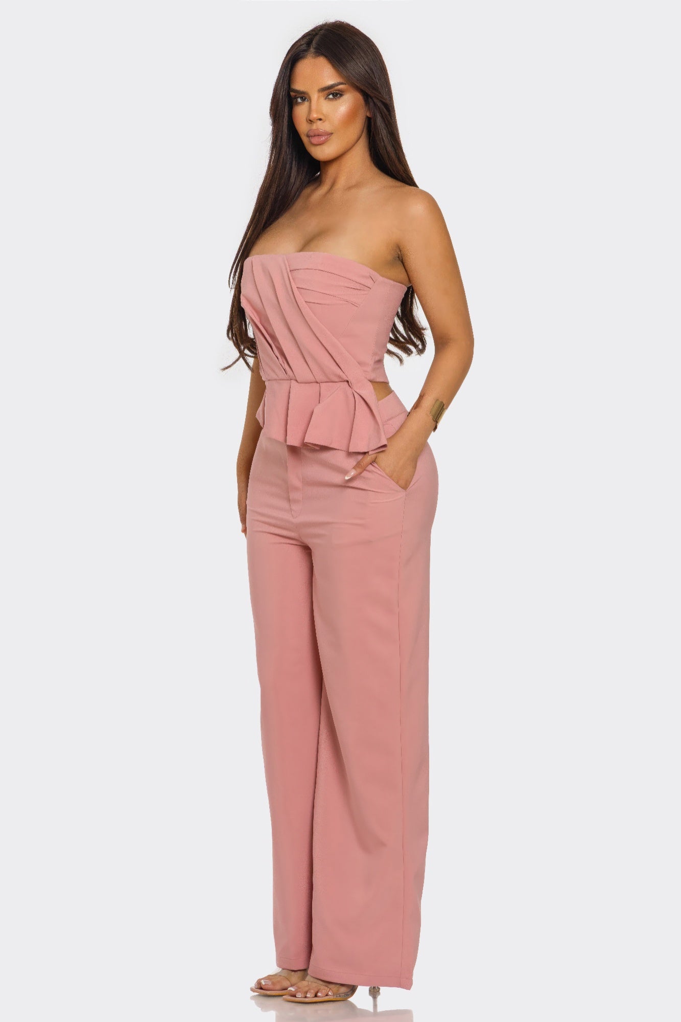Strapless Peplum Wide-Leg Set Secondary image