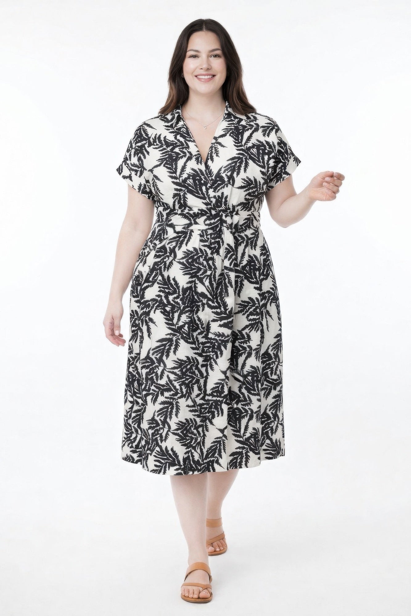 Botanical Collared Midi Wrap Dress Secondary image