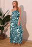 Petal Print Strapless Maxi Dress - Teal