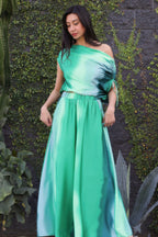 Ombre Satin Extra Wide-Leg Pants - L