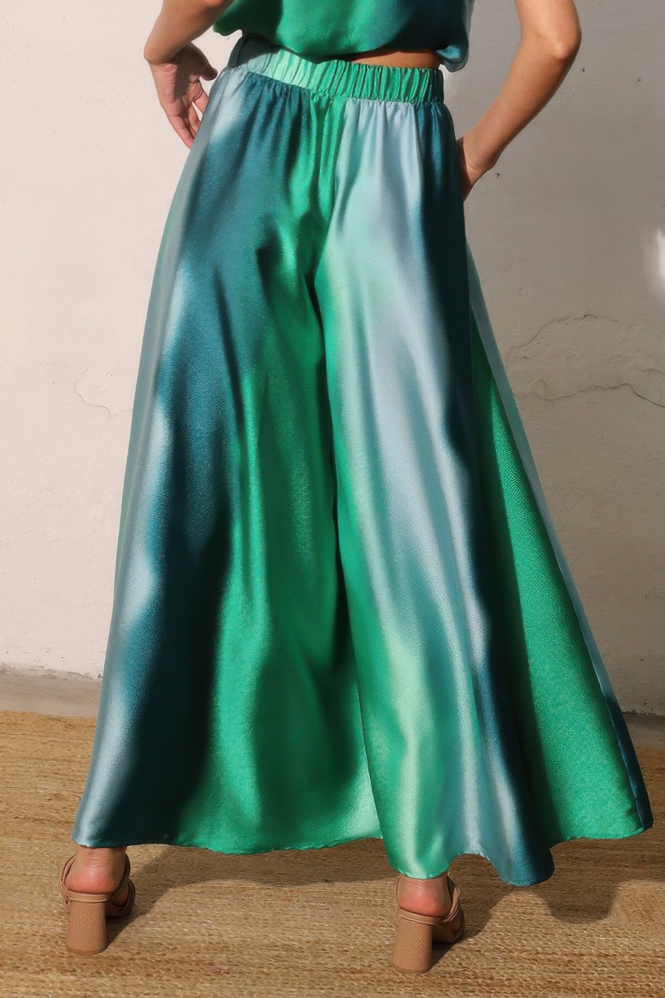 Ombre Satin Extra Wide-Leg Pants -