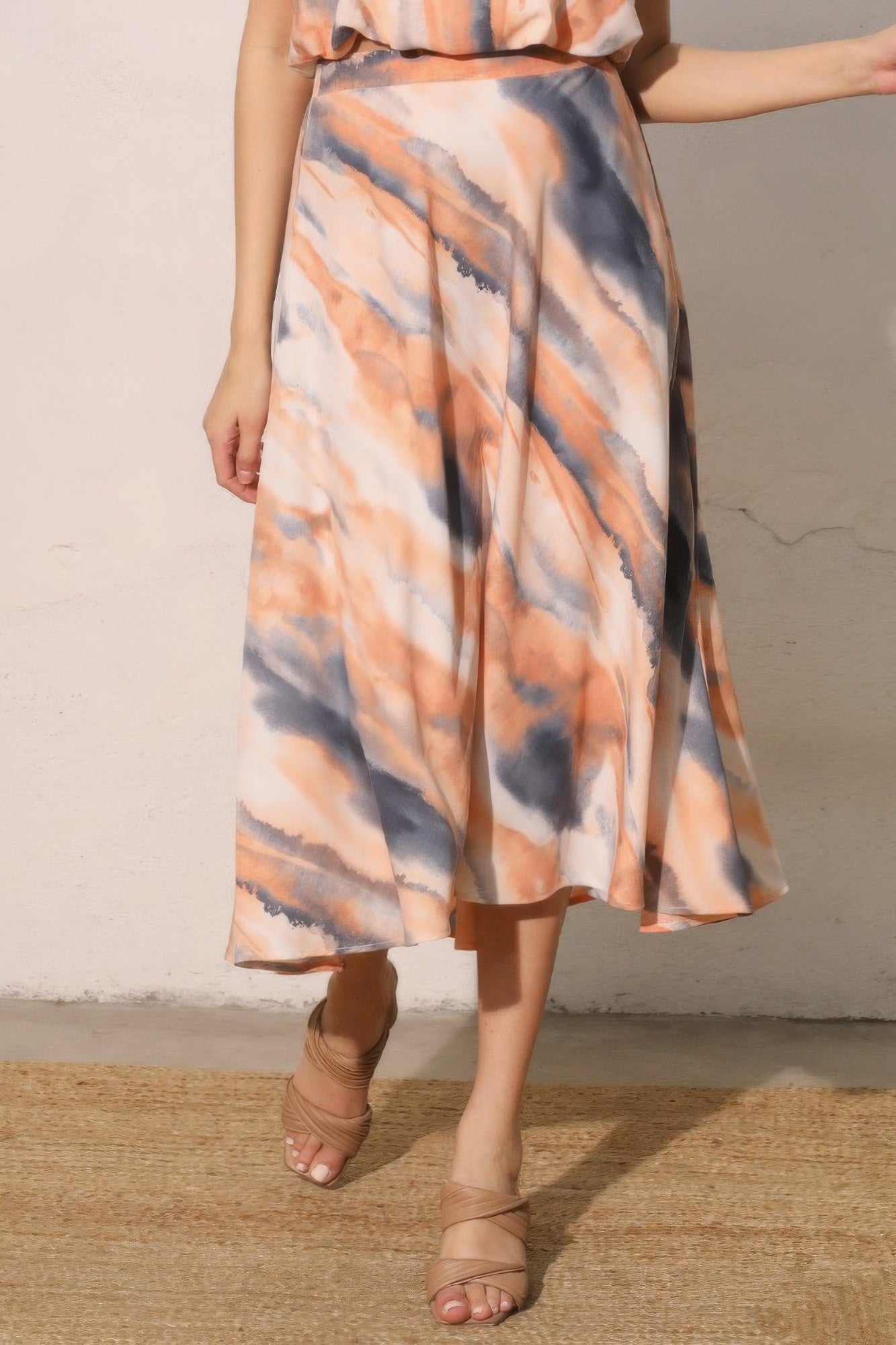 Cloud Wash Swing Midi Skirt -
