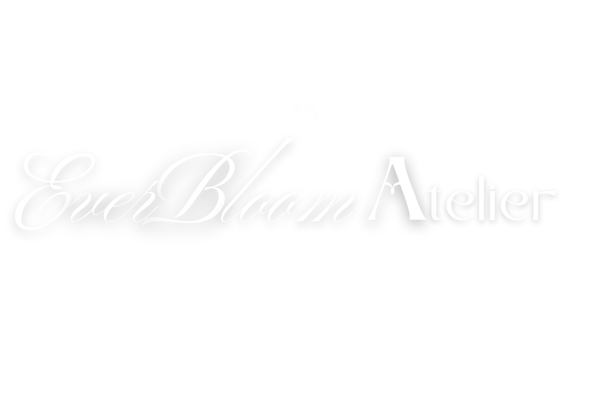 White logo with 'EverBloom Atelier' text on a white background