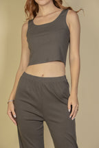 Three Piece Ribbed Cami Cardigan Set -