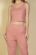 Three Piece Ribbed Cami Cardigan Set -