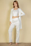Three Piece Ribbed Cami Cardigan Set - Off White