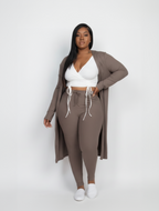 Plus Ribbed Cardigan and Leggings Set -
