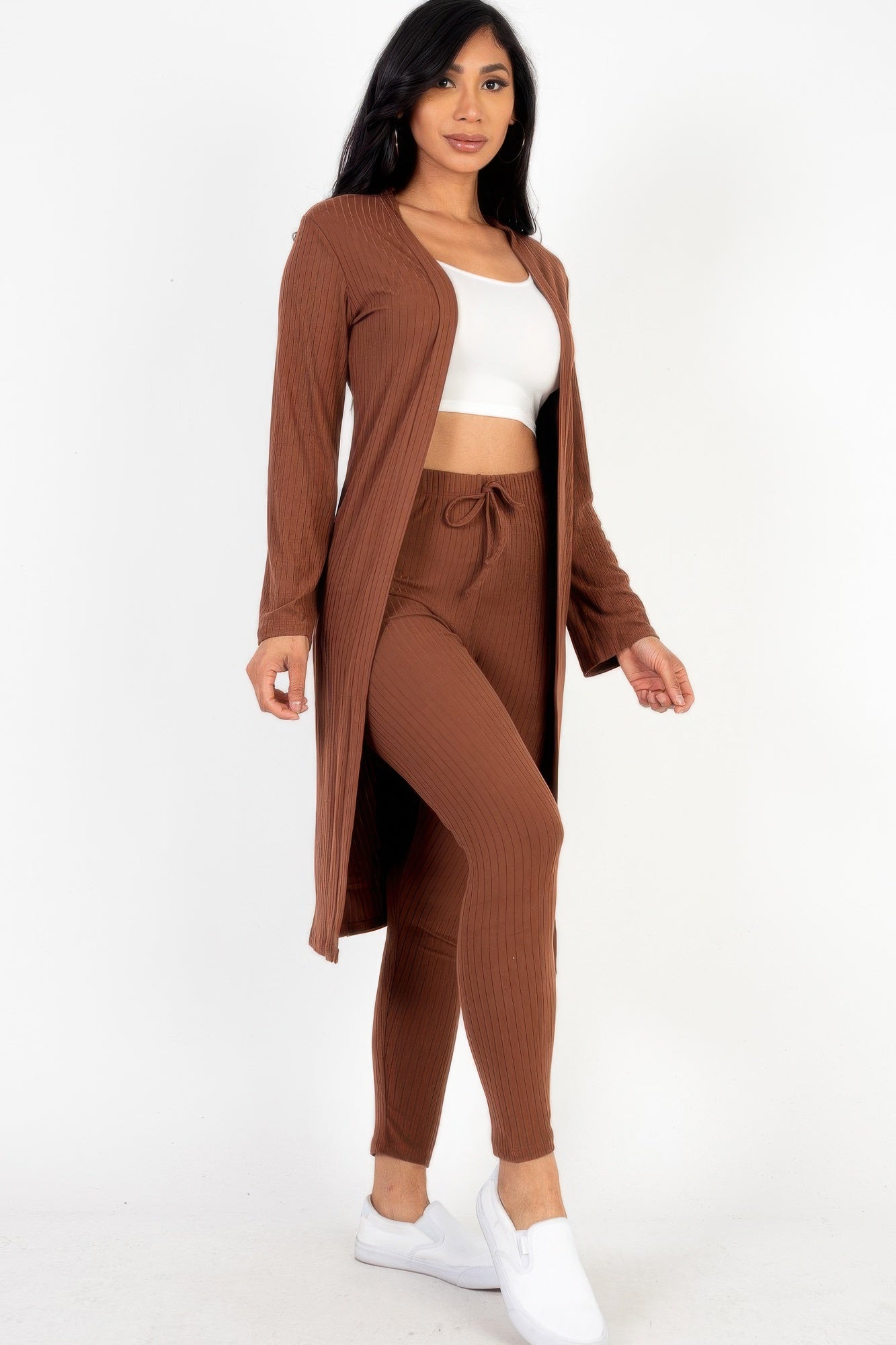 Ribbed Cardigan and Leggings Set -