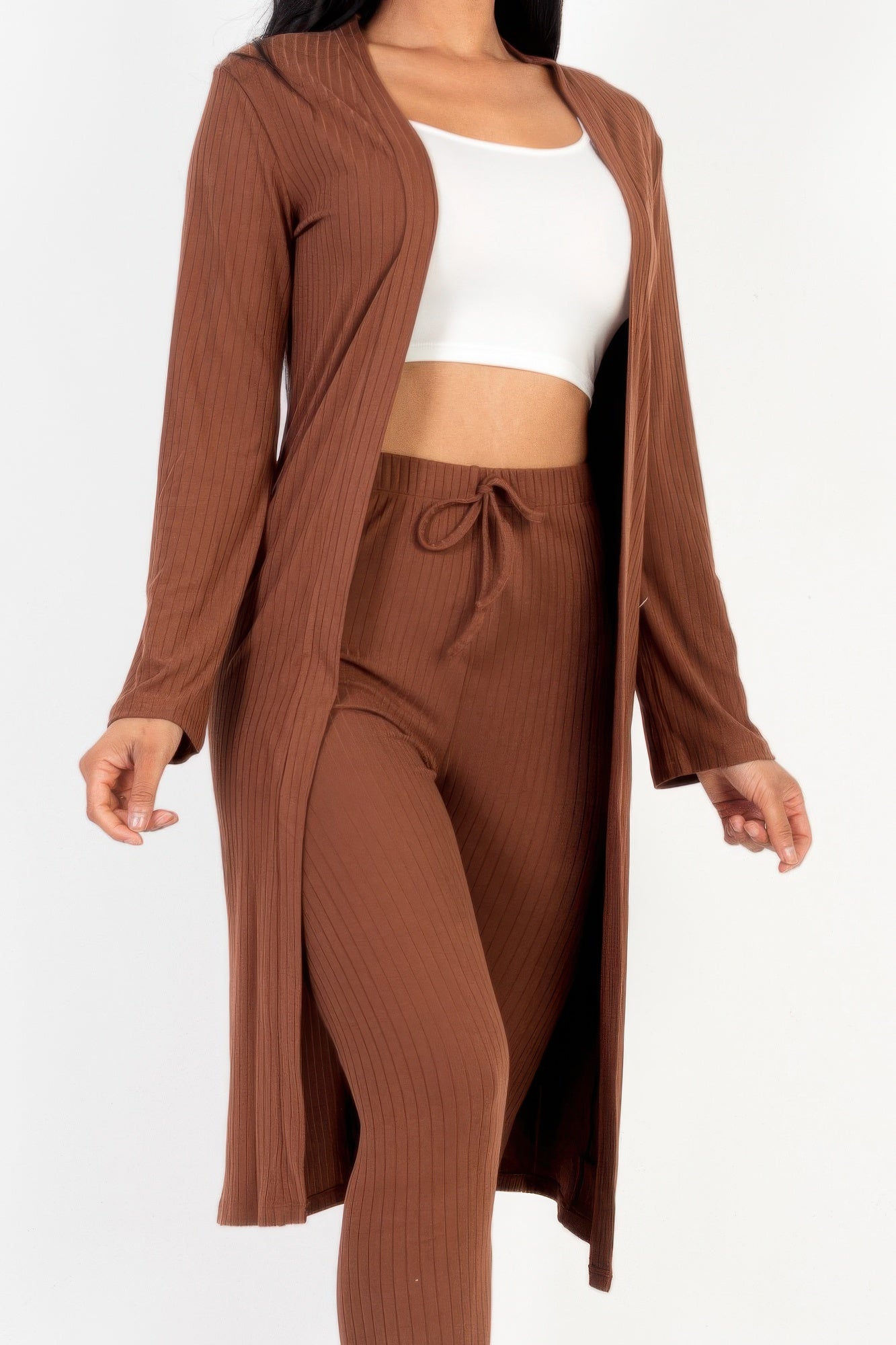 Ribbed Cardigan and Leggings Set -