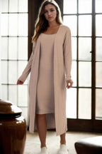 Ribbed Cami Dress Cardigan Set -