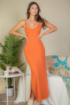 Ribbed Side Slit Maxi Dress - Mango