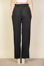 Pleated Tie Front Wide Leg Pants -