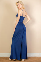 Button Front Wide Leg Jumpsuit -