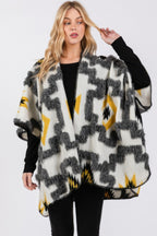 Textured Aztec Pattern Kimono - Ivory One Size Fits Most