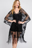 Floral Lace Fringe Tassel Poncho - Black One size fits all