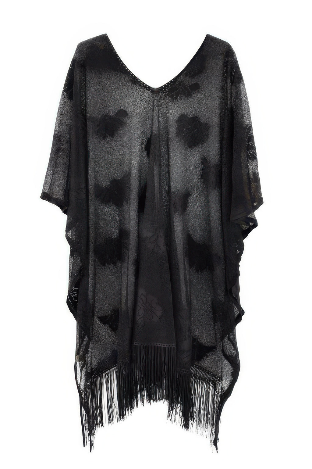 Floral Lace Fringe Tassel Poncho -