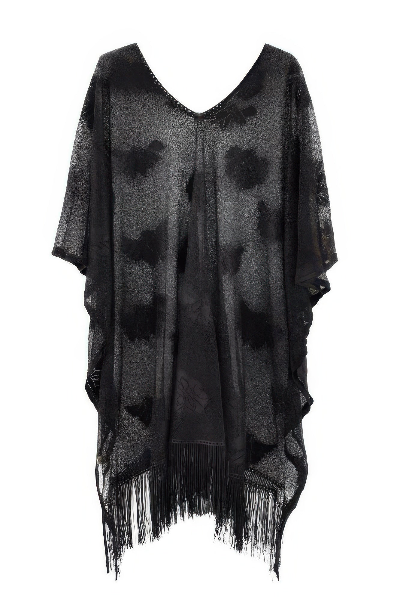 Floral Lace Fringe Tassel Poncho -
