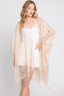 Floral Lace Tasseled Fringe Kimono - Beige One size fits all
