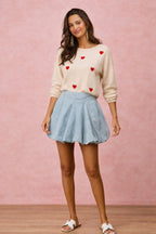 Bubble Hem Denim Skirt - LIGHT DENIM